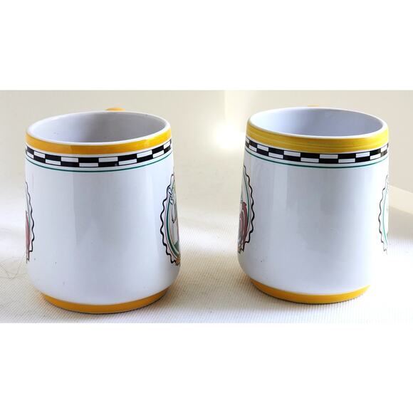 MUGS/CUPS-Foghorn Leghorn-Warner Brothers-White/Blue/Yellow-Set of 2-Holds 8 oz - Picture 4 of 10